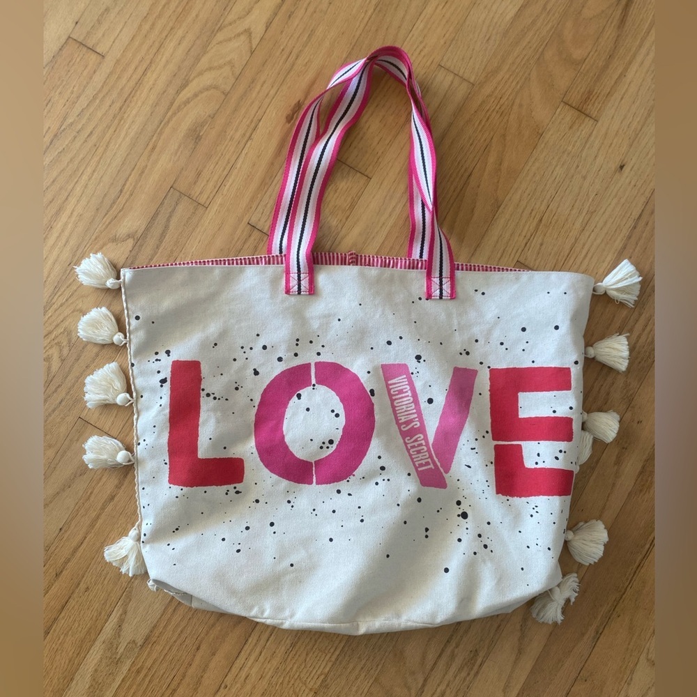Victoria's Secret Pink and Cream LOVE Tote